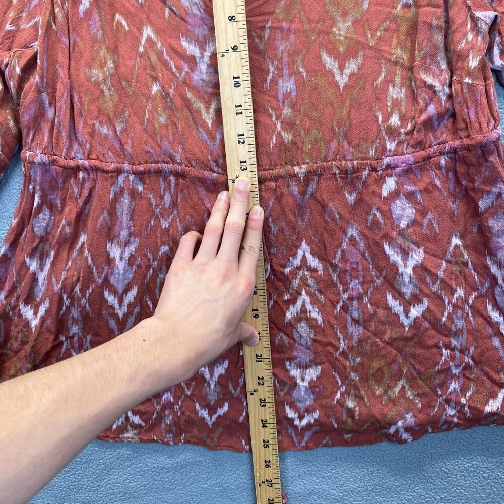 Torrid Plus Size 0 Boho Top Sleeve Tunic Tie Waist V-Neck Cuff Long Sleeve Red - Picture 6 of 10